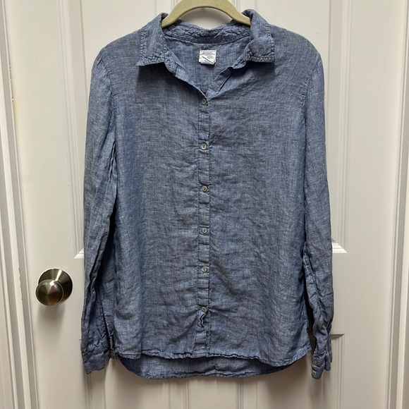 Sigrid Olsen Chambray Linen Button-down‎ Medium - Picture 1 of 3